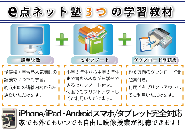 e点ネット塾の3つの学習教材