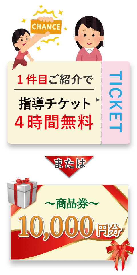 紹介特典　無料指導チケット３タイプ