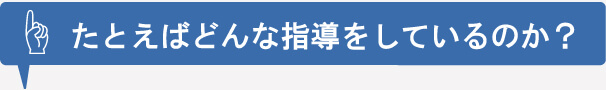 例えばどんな指導をしているのか？